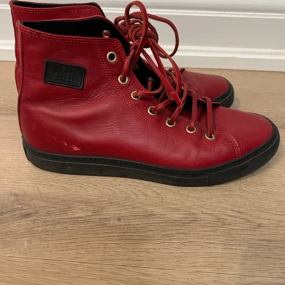 Gucci red leather high tops - Picture 4 of 11